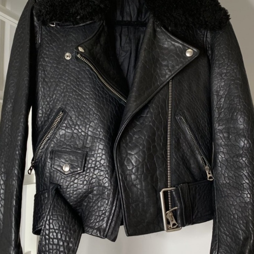 Acne Black Leather Jacket - Picture 2 of 8